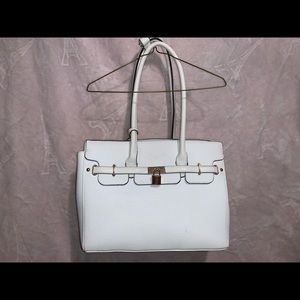 White leather purse